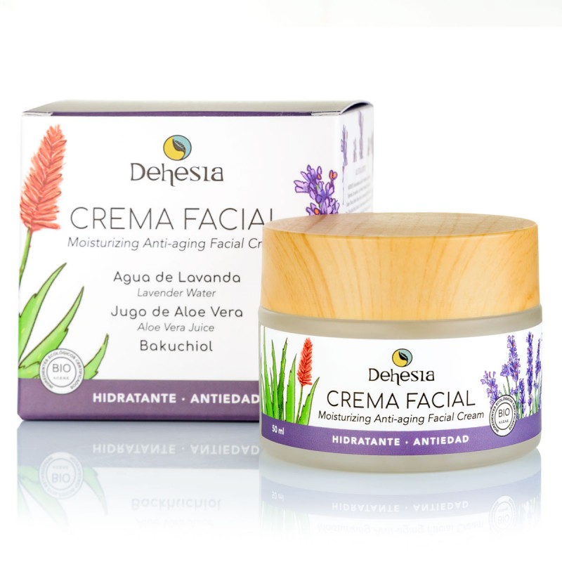 Crema Facial Hidratante-Antiedad BIO con Lavanda, Aloe Vera y Bakuchiol - Dehesia