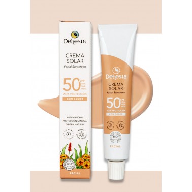 Crema solar facial SPF50 con color - Dehesia