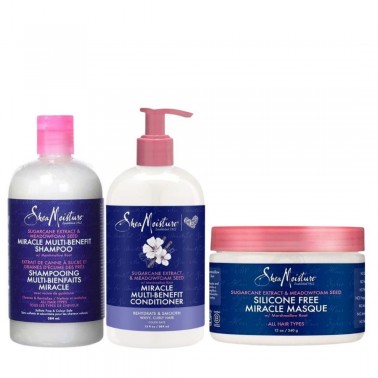 Shea Moisture Sugarcane Extract & Meadowfoamd Seed Miracle Pack 